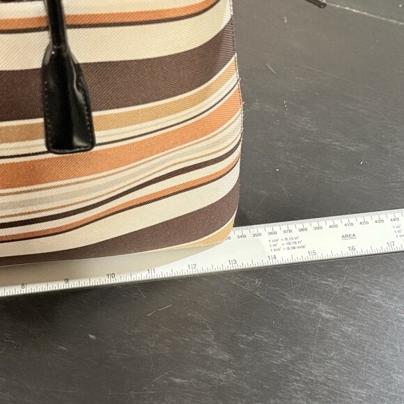 Vintage Kate Spade Striped Autumn Spice Brown Baguette Handbag Purse - Picture 11 of 14